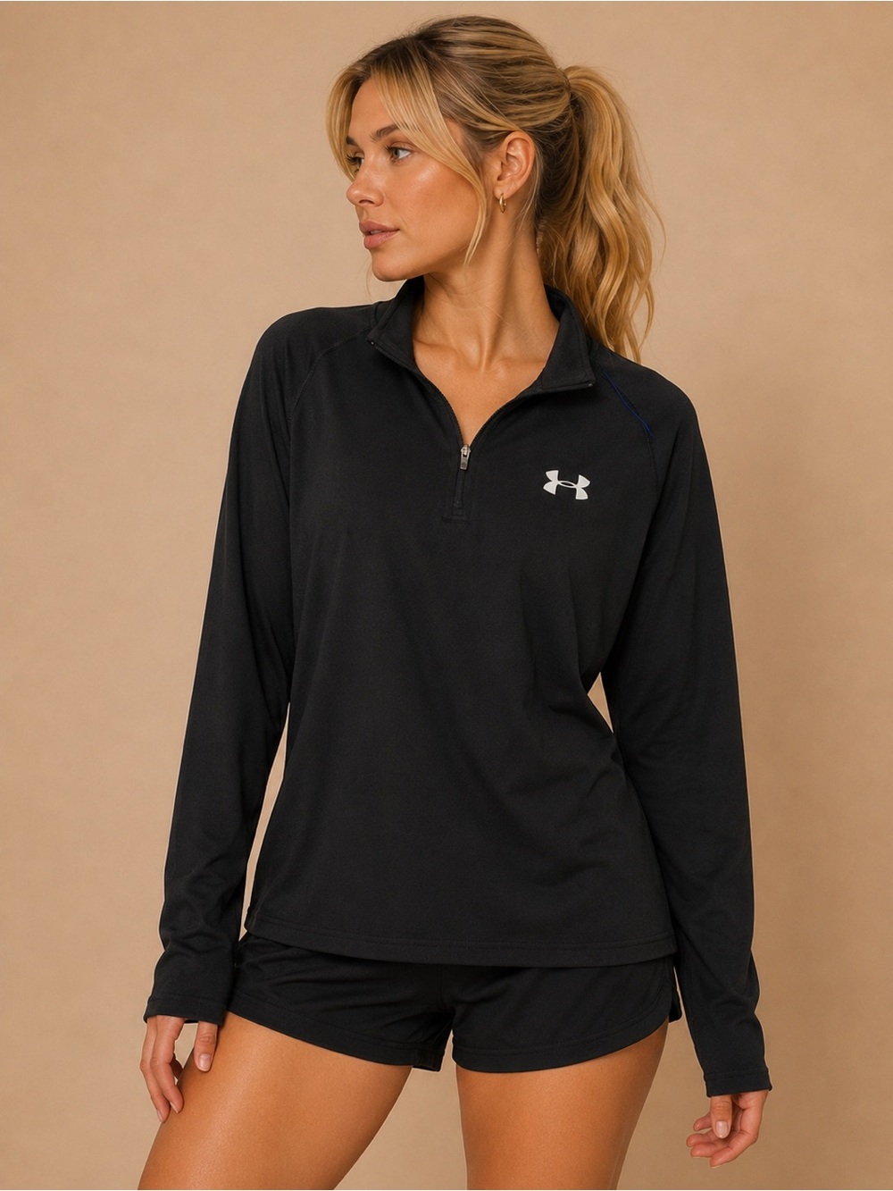Under Armour Women's Black Half-Zip Performance loose Pullover-Great condition ✨
